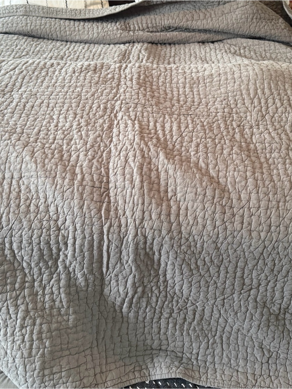 Pick-Stitch Handcrafted cotton Linen Quilt